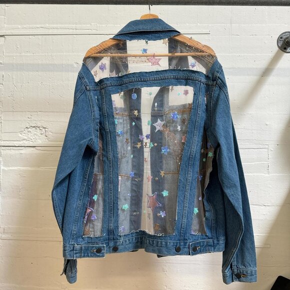 Dragon Denim Cotton Candy Skies Lace Denim Jacket Sample - Picture 2 of 2